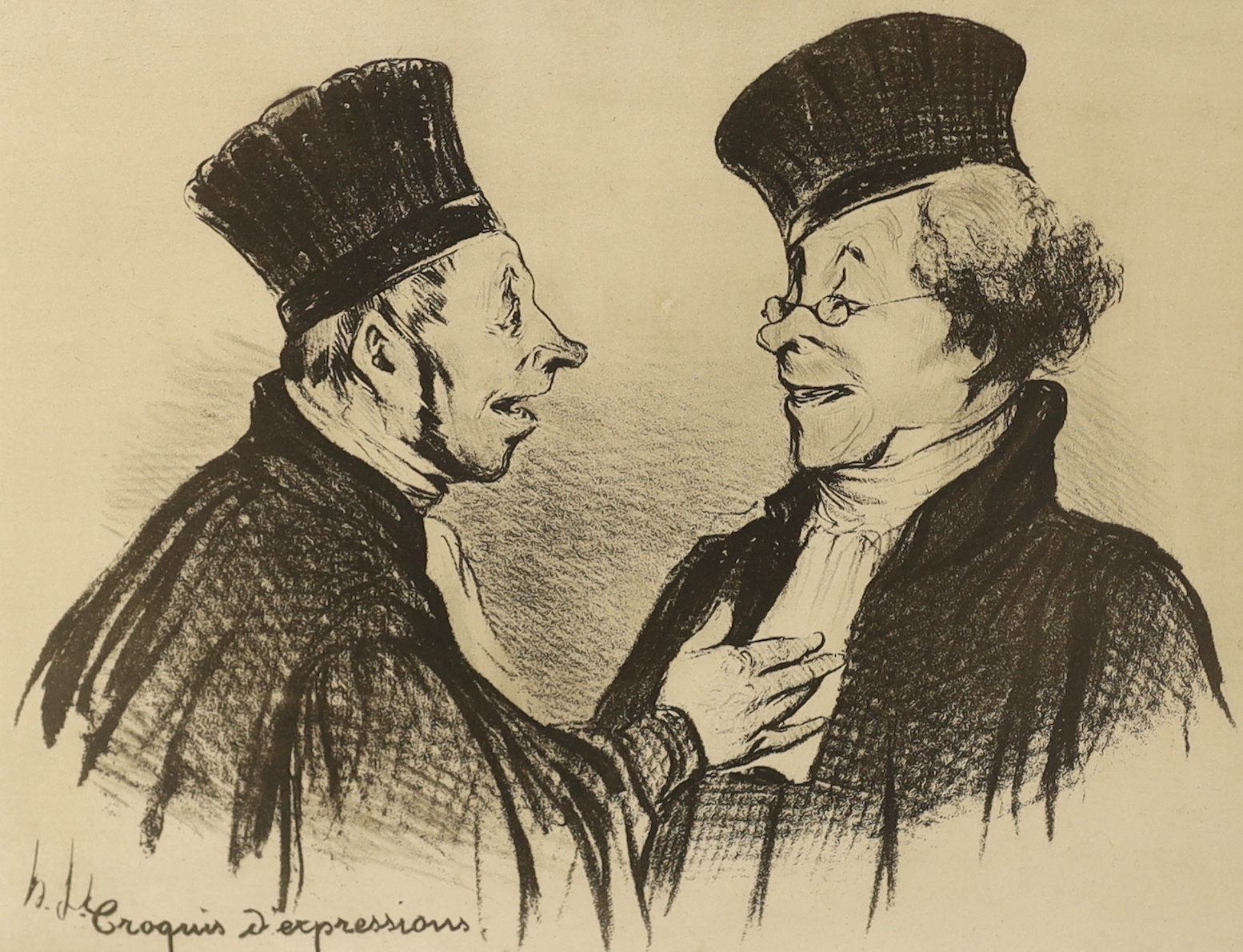 Honoré Daumier (French, 1808-1879), lithograph, ‘Croquis d'Expressions’, signed in pencil, 27 x 36cm